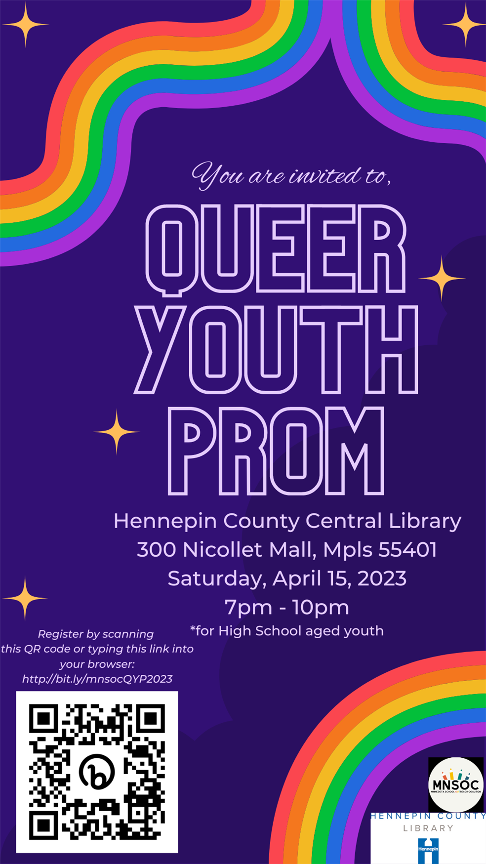 Queer Youth Prom flyer 2023